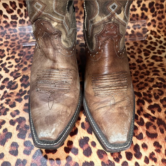 Ariat Distressed Brown Leather Boots with Studded detail Size 7 - Picture 6 of 9